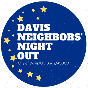 Promotional image for Davis Neighbors' Night Out on October 16, 2022.