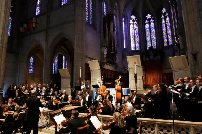 The American Bach Soloists performing on a stage.