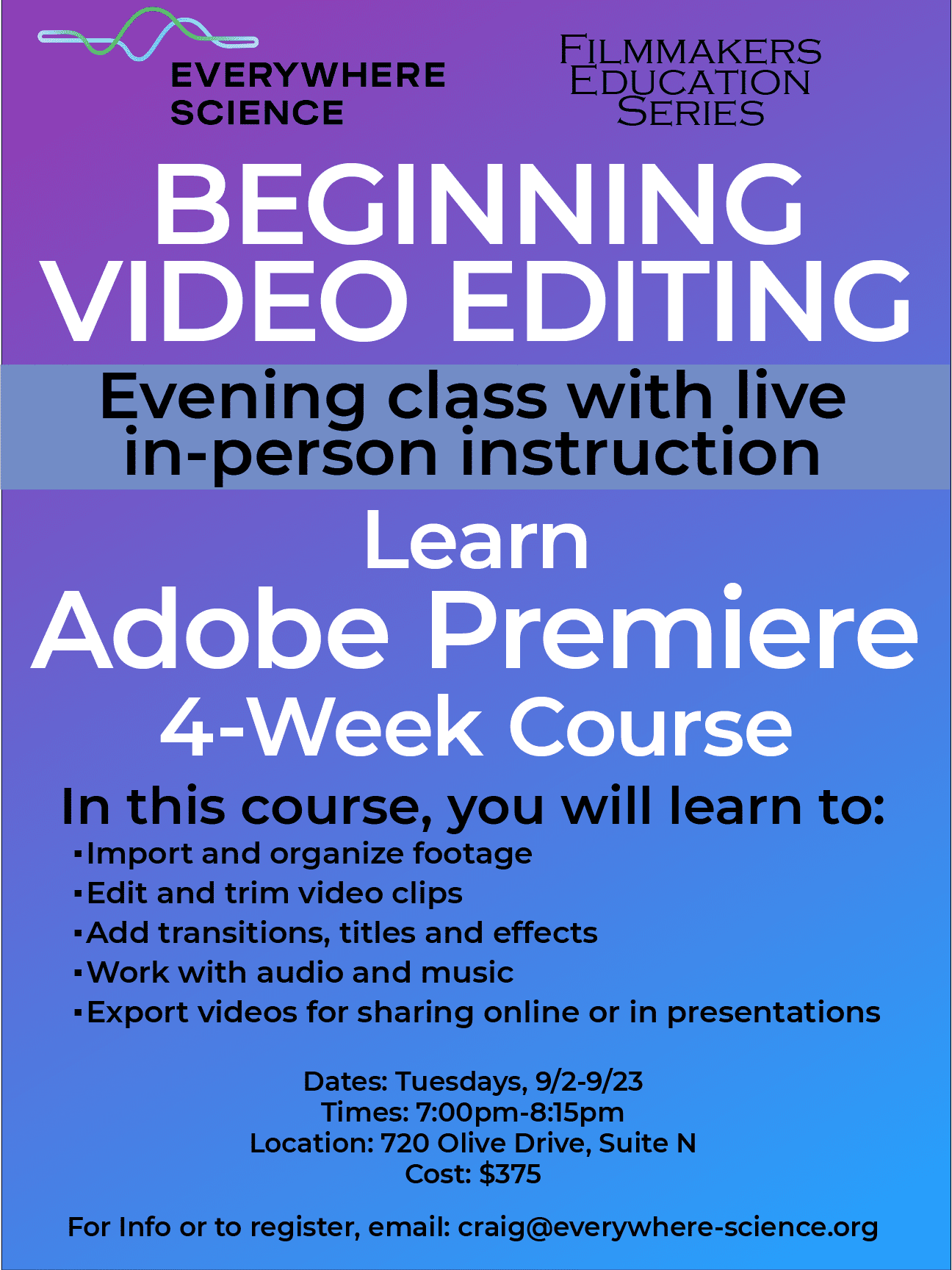 Adobe Premiere Class Flyer
