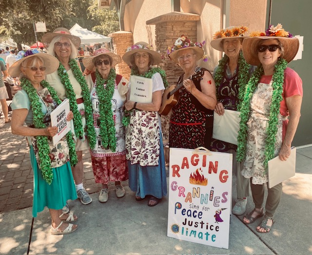 Davis Raging Grannies sing at Farmers Market